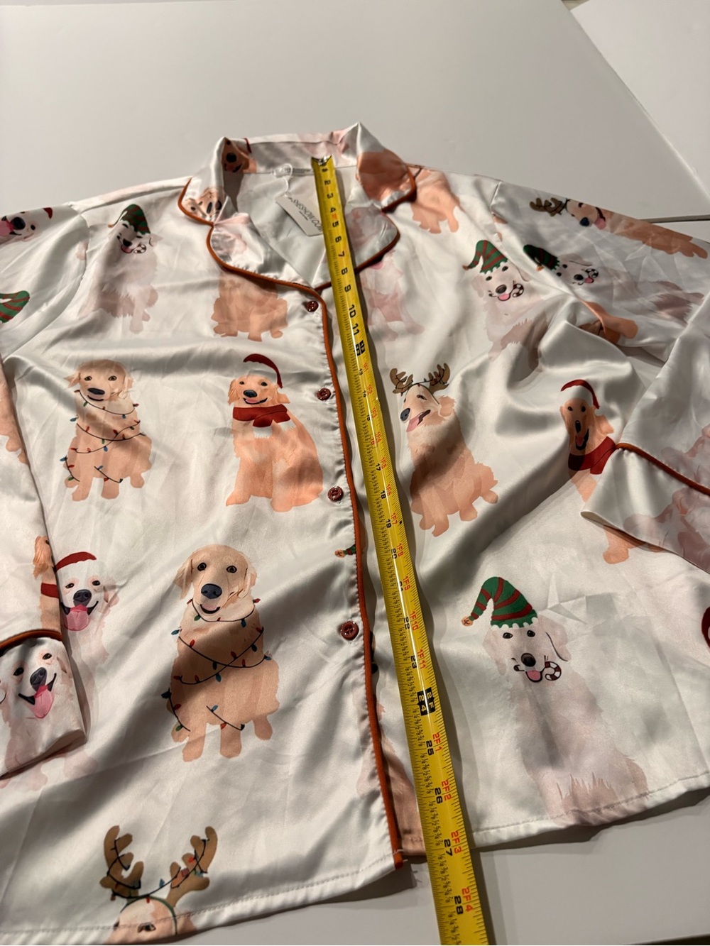 New Women’s White Holiday Dog Golden Retriever Print Pajama Set size XL - Picture 6 of 16